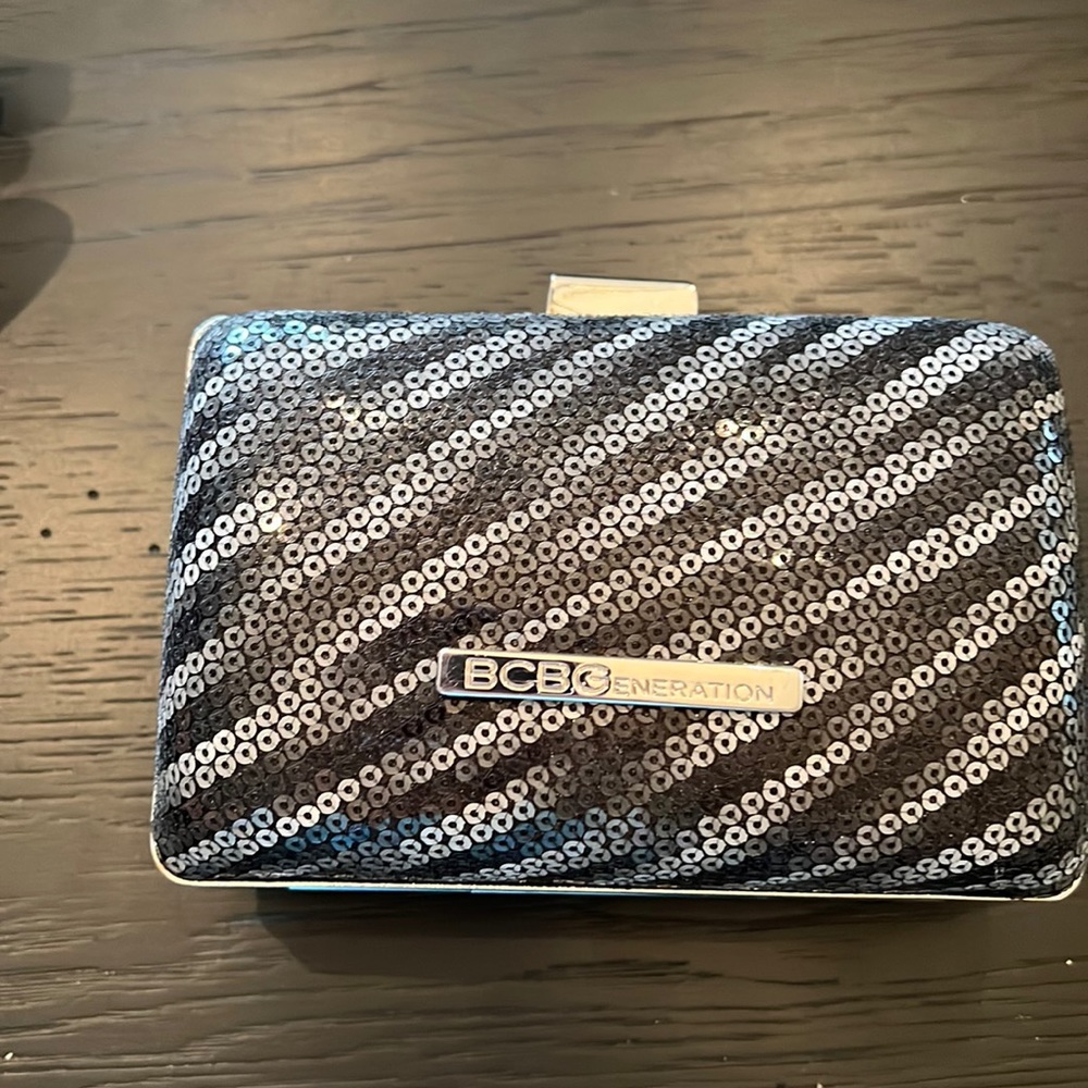 BCBG Black sequins evening bag